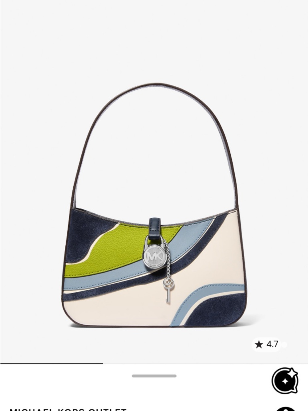 NWT Michael Kors Cream, Navy, Light Blue & Lime Lyra Pochette mini Shoulder Bag